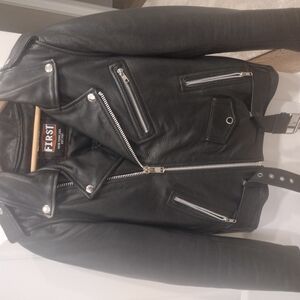 Women's Black Leather Jacket With Zip Out Liner